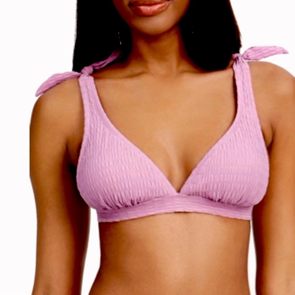 Jessica Smocked Bow Bikini Swim Top Rose Size Small